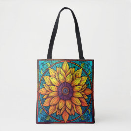 Prachtig Glas in lood Bloemen Zonnebloem Tote Bag