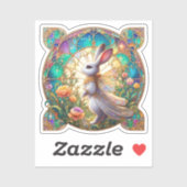 Prachtig Glas in lood Fantasy Rabbit Easter Sticker (Vel)