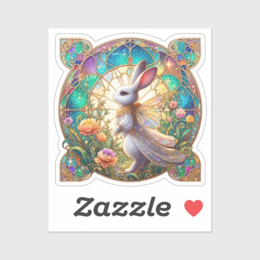 Prachtig Glas in lood Fantasy Rabbit Easter Sticker (Vel)