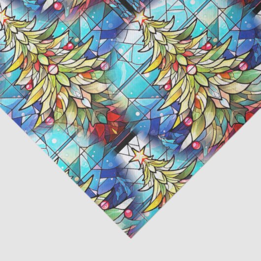 Prachtig Glas in lood kerstboompatroon Tissuepapier (Detail)