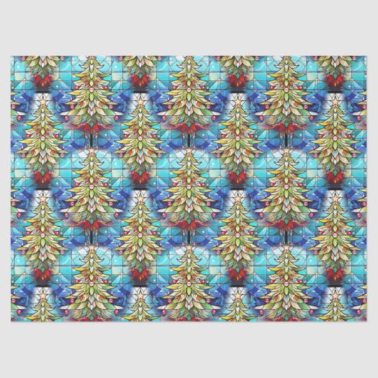 Prachtig Glas in lood kerstboompatroon Tissuepapier (Voorkant)