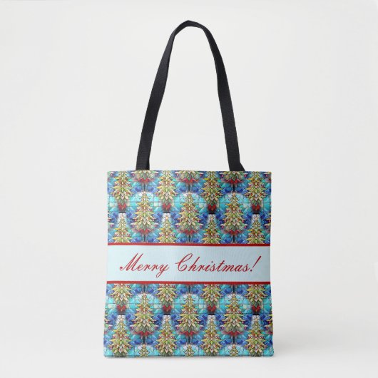 Prachtig Glas in lood kerstboompatroon Tote Bag (Voorkant)