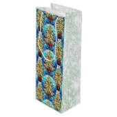 Prachtig Glas in lood kerstboompatroon Wijn Cadeautas (Voorkant Gekanteld)