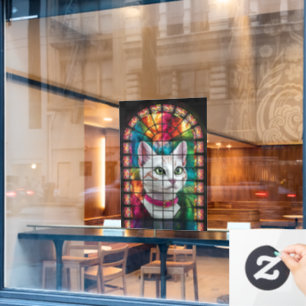 Prachtig Glazen in lood raam kleurrijk mozaïek Raamsticker