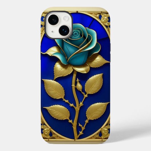 Prachtig Glazen in lood raam met blauw Roos Case-Mate iPhone Case (Achterkant)