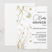 Prachtig Golden Glitter Swirls Baby shower Kaart (Voorkant / Achterkant)