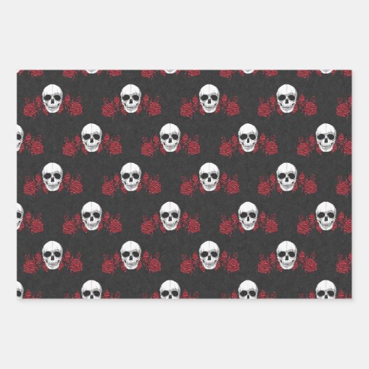 Prachtig Gothic Red & Black Skull Wrapping Paper (Voorkant 2)
