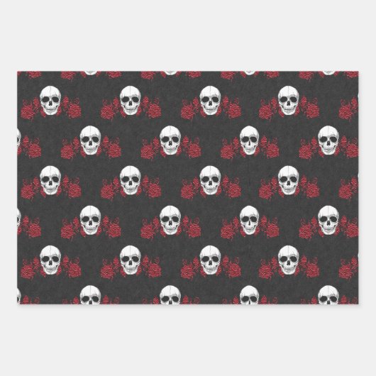 Prachtig Gothic Red & Black Skull Wrapping Paper (Voorkant)