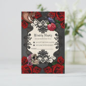 Prachtig gotisch design RSVP kaartje (Staand voorkant)