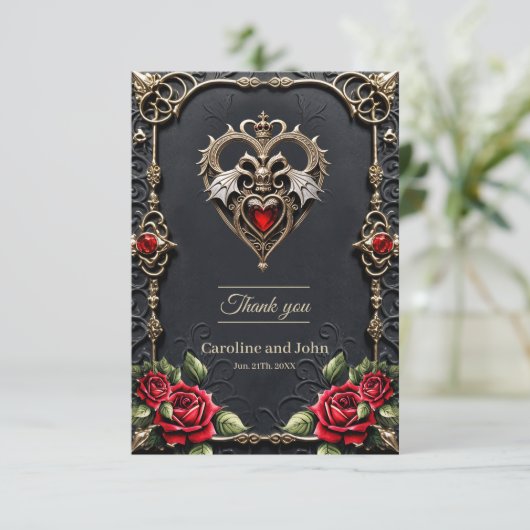 Prachtig gotisch hart bedankkaart (Staand voorkant)
