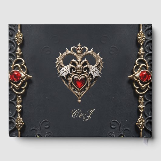 Prachtig gotisch hart gastenboek (Achterkant)
