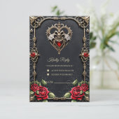 Prachtig gotisch hart RSVP kaartje (Staand voorkant)