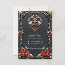 Prachtig gotisch hart RSVP kaartje