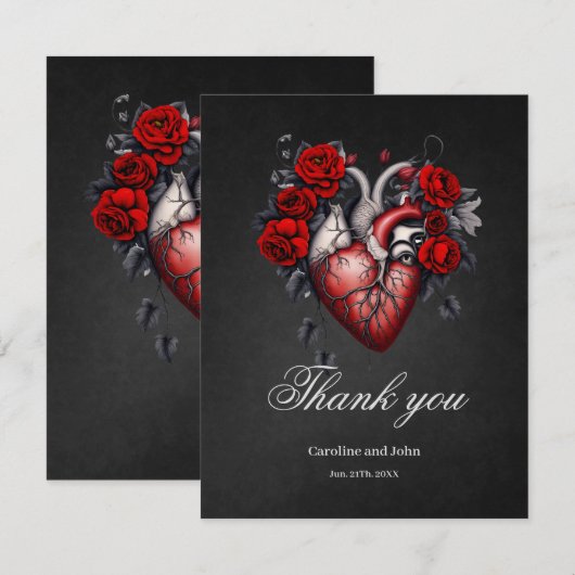 Prachtig gotisch Victoriaans hart Bedankkaart (Voorkant / Achterkant)