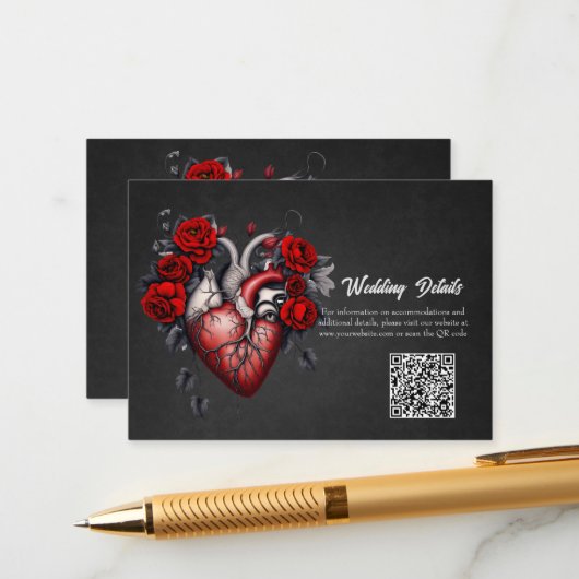 Prachtig gotisch Victoriaans hart Informatiekaartje (Voorkant / Achterkant in situ)