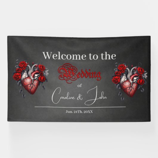 Prachtig gotisch Victoriaans hart Spandoek (Horizontaal)