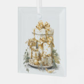 Prachtig Goud en Wit Kerstcadeau Design Glas Ornament (Voorkant links)