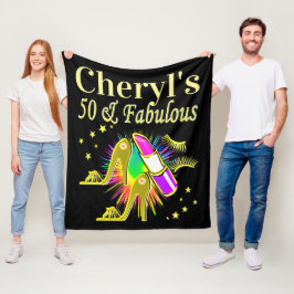 PRACHTIG GOUD GEPERSONALISEERD 50 JAAR OUD FLEECE DEKEN