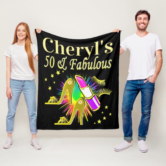 PRACHTIG GOUD GEPERSONALISEERD 50 JAAR OUD FLEECE DEKEN (In situ)