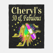 PRACHTIG GOUD GEPERSONALISEERD 50 JAAR OUD FLEECE DEKEN (Voorkant)