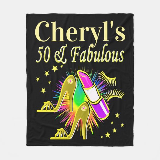 PRACHTIG GOUD GEPERSONALISEERD 50 JAAR OUD FLEECE DEKEN (Voorkant)