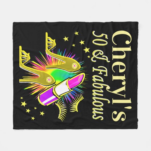 PRACHTIG GOUD GEPERSONALISEERD 50 JAAR OUD FLEECE DEKEN (Voorkant (Horizontaal))