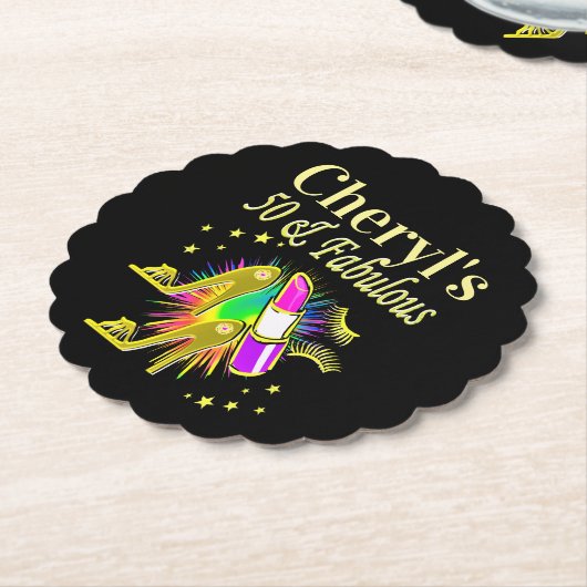 PRACHTIG GOUD GEPERSONALISEERD 50 JAAR OUD KARTONNEN ONDERZETTERS (Gekanteld)