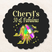 PRACHTIG GOUD GEPERSONALISEERD 50 JAAR OUD KARTONNEN ONDERZETTERS (Voorkant)