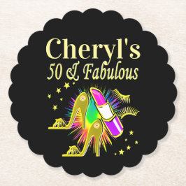 PRACHTIG GOUD GEPERSONALISEERD 50 JAAR OUD KARTONNEN ONDERZETTERS