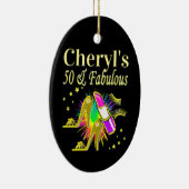 PRACHTIG GOUD GEPERSONALISEERD 50 JAAR OUD KERAMISCH ORNAMENT (Rechts)