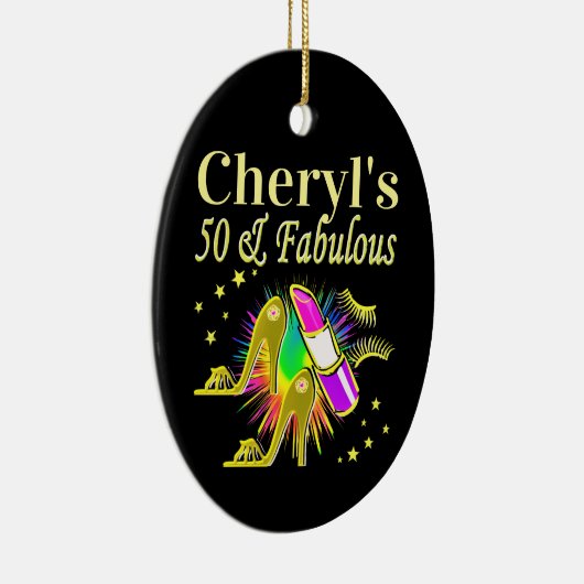 PRACHTIG GOUD GEPERSONALISEERD 50 JAAR OUD KERAMISCH ORNAMENT (Rechts)