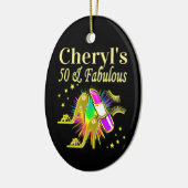 PRACHTIG GOUD GEPERSONALISEERD 50 JAAR OUD KERAMISCH ORNAMENT (Links)