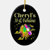 PRACHTIG GOUD GEPERSONALISEERD 50 JAAR OUD KERAMISCH ORNAMENT (Voorkant)