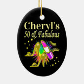 PRACHTIG GOUD GEPERSONALISEERD 50 JAAR OUD KERAMISCH ORNAMENT (Achterkant)