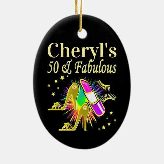 PRACHTIG GOUD GEPERSONALISEERD 50 JAAR OUD KERAMISCH ORNAMENT (Achterkant)