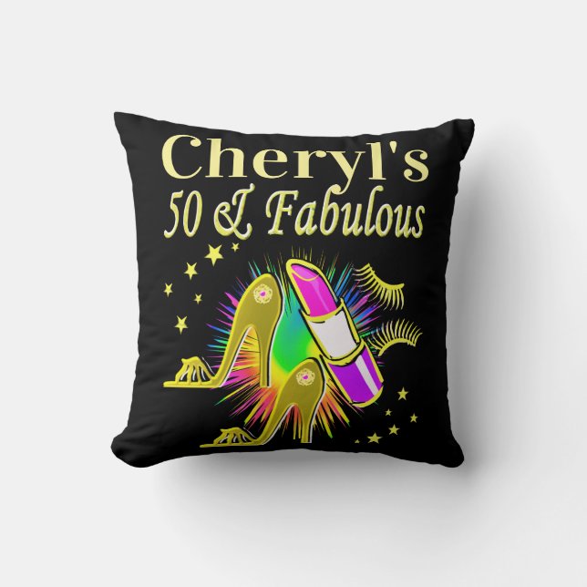 PRACHTIG GOUD GEPERSONALISEERD 50 JAAR OUD KUSSEN (Voorkant)