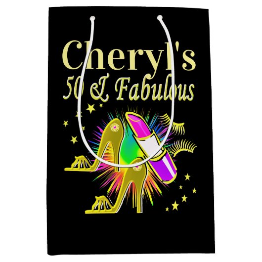 PRACHTIG GOUD GEPERSONALISEERD 50 JAAR OUD MEDIUM CADEAUZAKJE (Voorkant)