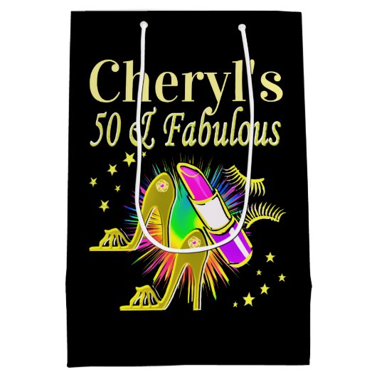 PRACHTIG GOUD GEPERSONALISEERD 50 JAAR OUD MEDIUM CADEAUZAKJE (Achterkant)