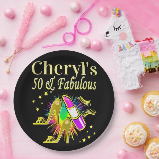 PRACHTIG GOUD GEPERSONALISEERD 50 JAAR OUD PAPIEREN BORDJE (Feest)