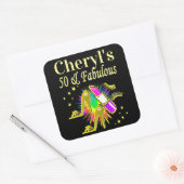 PRACHTIG GOUD GEPERSONALISEERD 50 JAAR OUD VIERKANTE STICKER (Envelop)