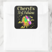 PRACHTIG GOUD GEPERSONALISEERD 50 JAAR OUD VIERKANTE STICKER (Tas)