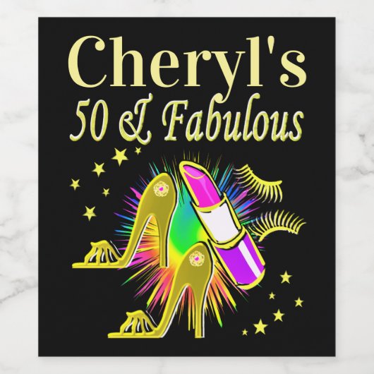 PRACHTIG GOUD GEPERSONALISEERD 50 JAAR OUD WIJN ETIKET (Enkel label)