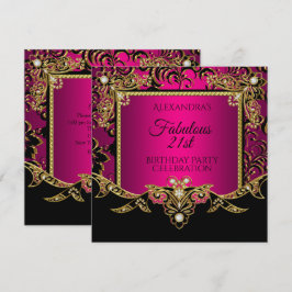 Prachtig goud heet roze zwart 21ste verjaardagsfee kaart