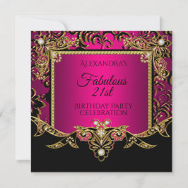 Prachtig goud heet roze zwart 21ste verjaardagsfee kaart