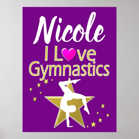 PRACHTIG GOUD IK HOU VAN GYMNASTIEK DESIGN POSTER (Voorkant)