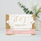 Prachtig - Goud Roze RSVP 1 Kaartje (Staand voorkant)