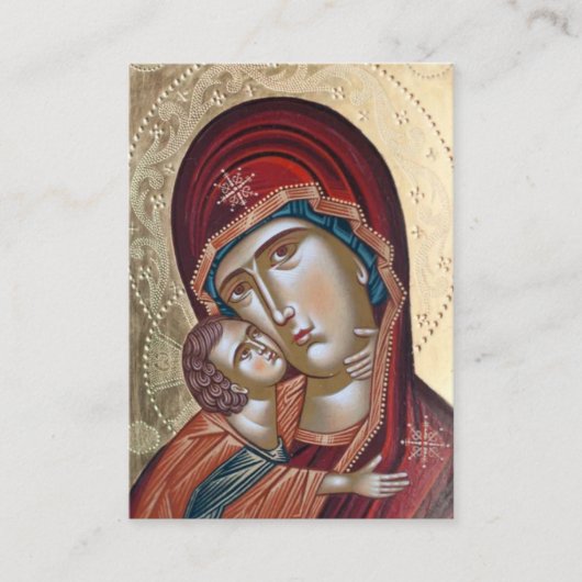 Prachtig goud Theotokos Memorial Prayer Kaart Plaatskaartje (Voorkant)