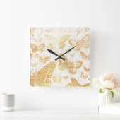 prachtig  goud, vlinderpatroon, goud vierkante klok (Huis)