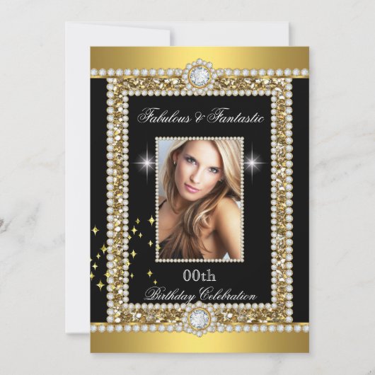 Prachtig Goud Zwart Glamour Hollywood Diamant Kaart (Voorkant)