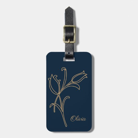 Prachtig gouden Art Deco tulpen Bagagelabel (Voorkant verticaal)